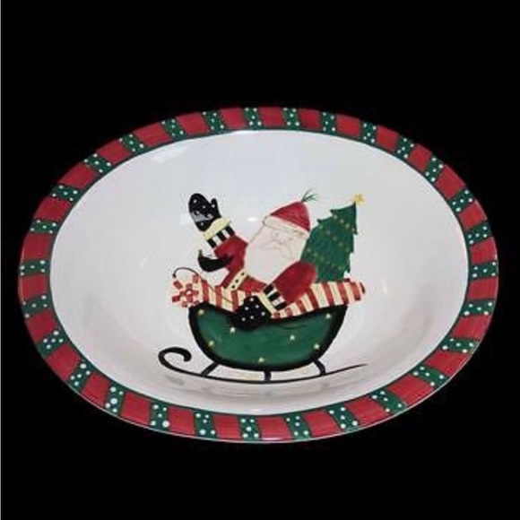 Debbie Mum SANTA’S SPIRIT Vintage Oval Bowl NIB - Picture 2 of 3